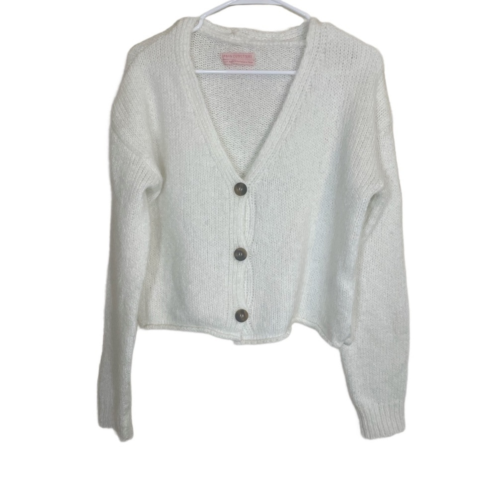 Urban Outfitters Kai White cropped‎ cardigan boxy cardigan size Small petite